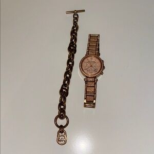 Michael Kors rose Gold Watch and Bracelet Set